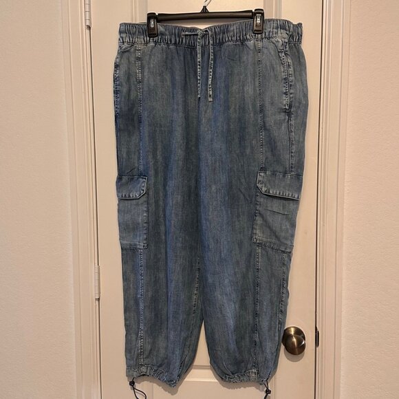 Lane Bryant Pants - Lane Bryant Womens Denim Cargo Jogger Pants Lyocell Plus Size 16 Soft Wash